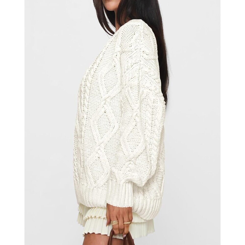 Women Long Sleeve Sweater Ribbed Knit Crewneck Fall Casual Cozy Pullover - Picture 5 of 6